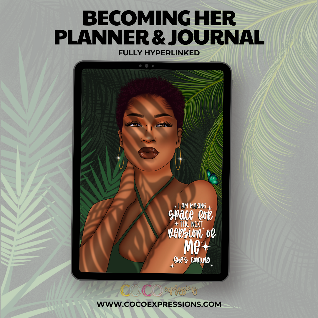 Becoming HER Hyperlinked Digital Planner | Goodnotes and Notability Compatible | Original Hand Drawn Artwork | That Girl Planner