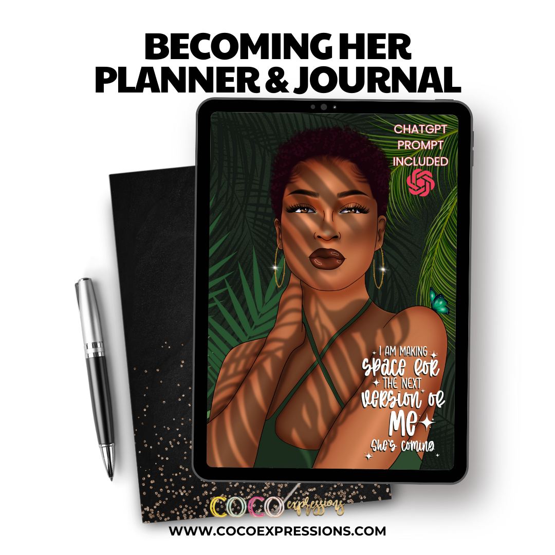 Becoming HER Hyperlinked Digital Planner | Goodnotes and Notability Compatible | Original Hand Drawn Artwork | That Girl Planner