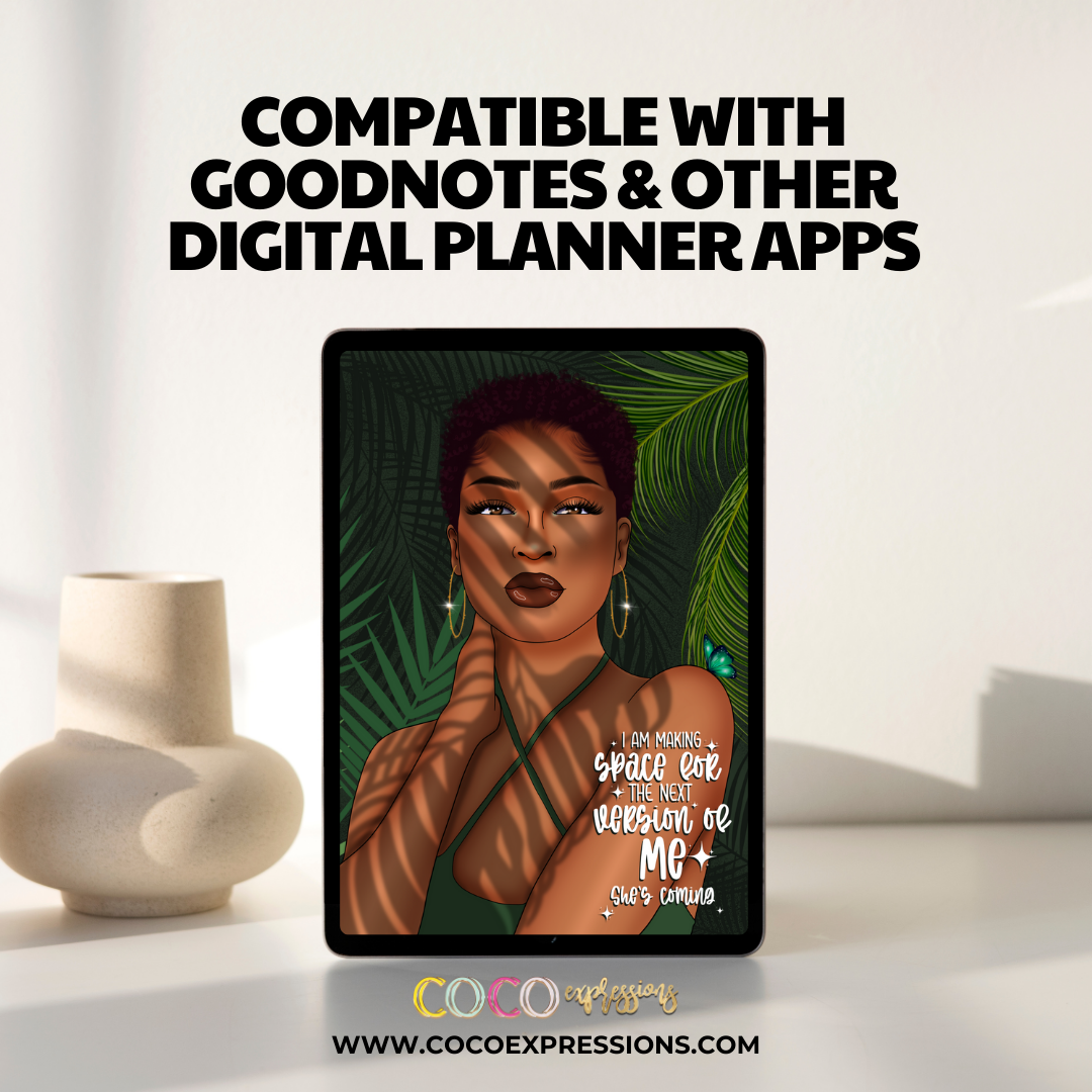 Becoming HER Hyperlinked Digital Planner | Goodnotes and Notability Compatible | Original Hand Drawn Artwork | That Girl Planner